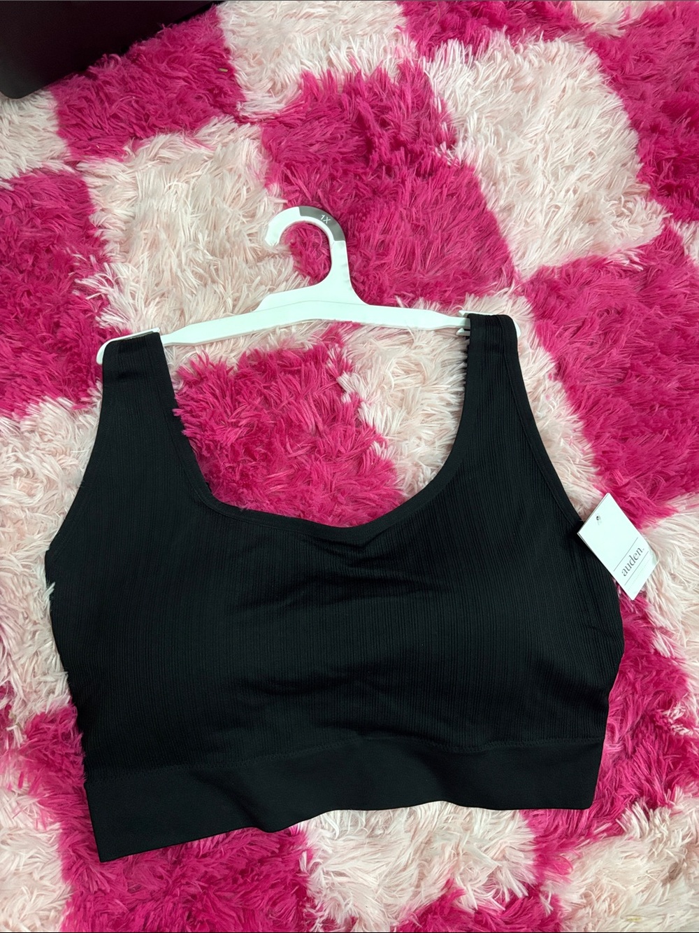 Auden Black Ribbed sports bra